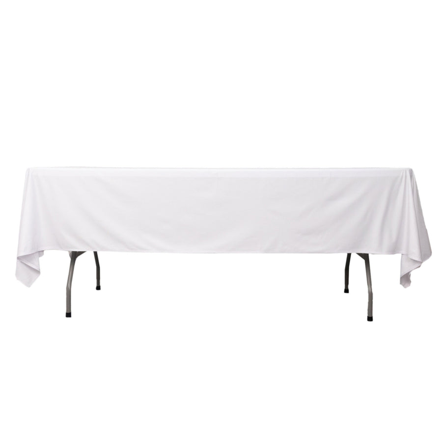 60x102inch White Premium Scuba Rectangular Tablecloth, Wrinkle Free Polyester Seamless