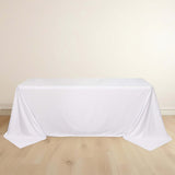 90x132inch White Premium Scuba Rectangular Tablecloth, Wrinkle Free Polyester Seamless