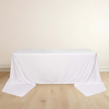 90x156inch White Premium Scuba Polyester Rectangular Tablecloth, Wrinkle Free Reusable Seamless