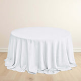 132inch White Premium Scuba Round Tablecloth, Wrinkle Free Polyester Seamless Tablecloth