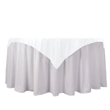 54" White Premium Scuba Wrinkle Free Square Table Overlay, Seamless Scuba Polyester Table Topper