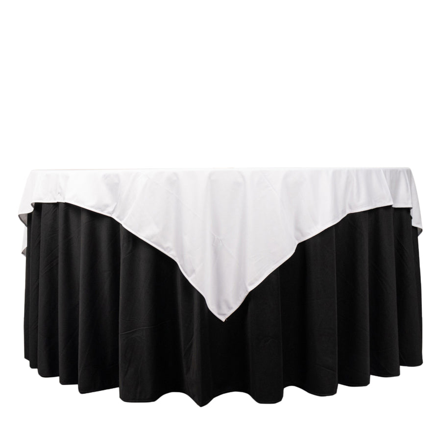 70inch White Premium Scuba Square Table Overlay, Wrinkle Free Polyester Seamless Table Topper