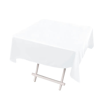 54" White Premium Scuba Wrinkle Free Square Tablecloth, Seamless Scuba Polyester Tablecloth