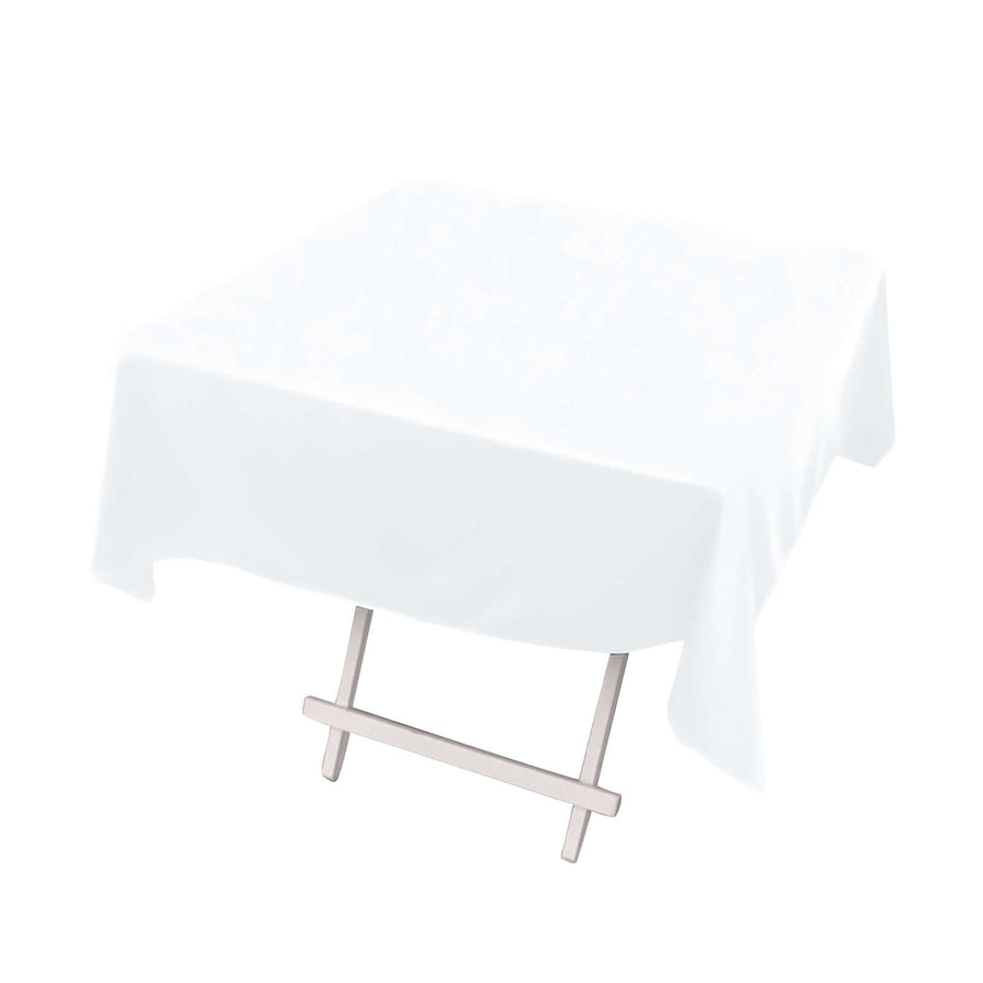 54inch White Premium Scuba Square Tablecloth, Wrinkle Free Polyester Seamless Tablecloth