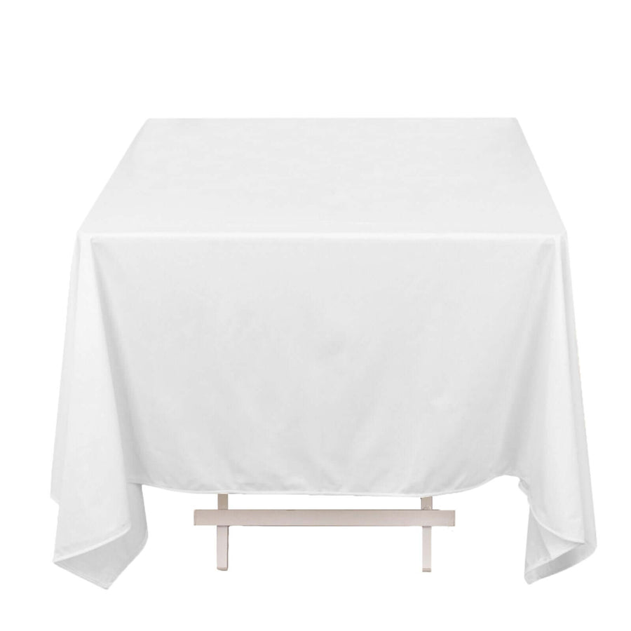 70inch White Premium Scuba Square Tablecloth, Wrinkle Free Polyester Seamless Tablecloth