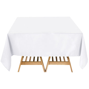 70"x70" White Premium Seamless Polyester Square Tablecloth - 220GSM