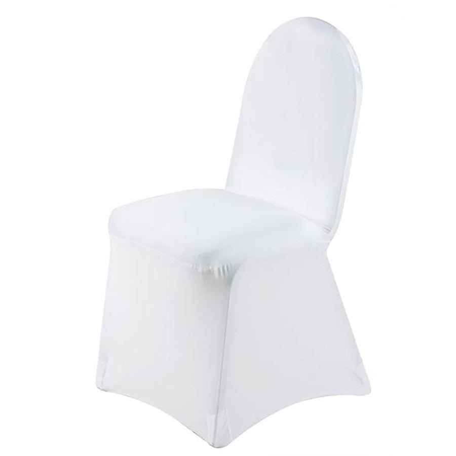 White Premium Spandex Stretch Fitted Banquet Chair Cover With Foot Pockets - 220 GSM