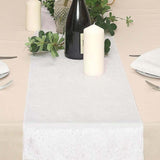 12" x 108" | White | Premium Velvet Table Runner