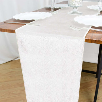 12"x108" White Premium Velvet Table Runner