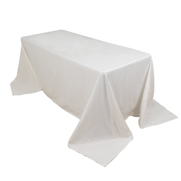 90"x132" White Rectangle 100% Cotton Linen Seamless Tablecloth for 6 Foot Table With Floor-Length Drop