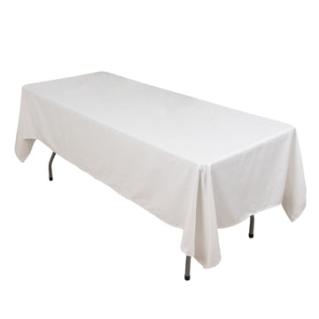 60"x102" White Rectangle 100% Cotton Linen Seamless Tablecloth