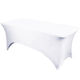 6ft White Spandex Stretch Fitted Rectangular Tablecloth