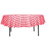 Buffalo Plaid Tablecloths | 90 inch Round | White/Red | Checkered Polyester Tablecloth