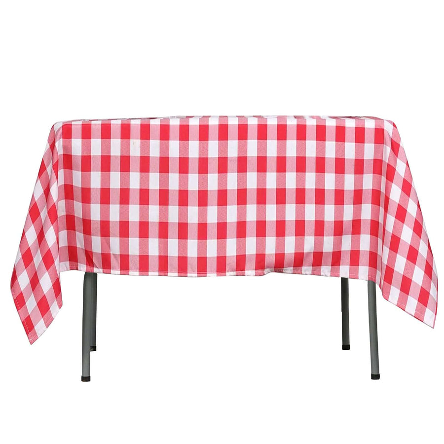 White/Red | Checkered Gingham Polyester Tablecloth 