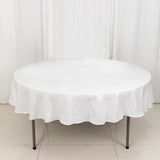 90" White Round 100% Cotton Linen Seamless Tablecloth | Washable