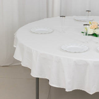 Easy Care and Stylish: The White Round 100% Cotton Linen Seamless Tablecloth
