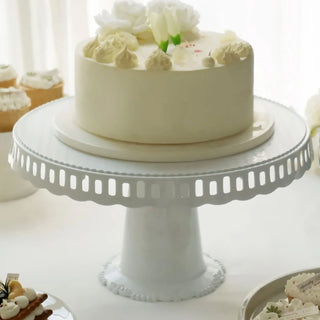 Elegant and Stylish 13" White Round Footed Reusable Plastic Pedestal Cake Stands