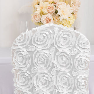 Transform Your Event Space with the White Stretch Rosette Chair Cover