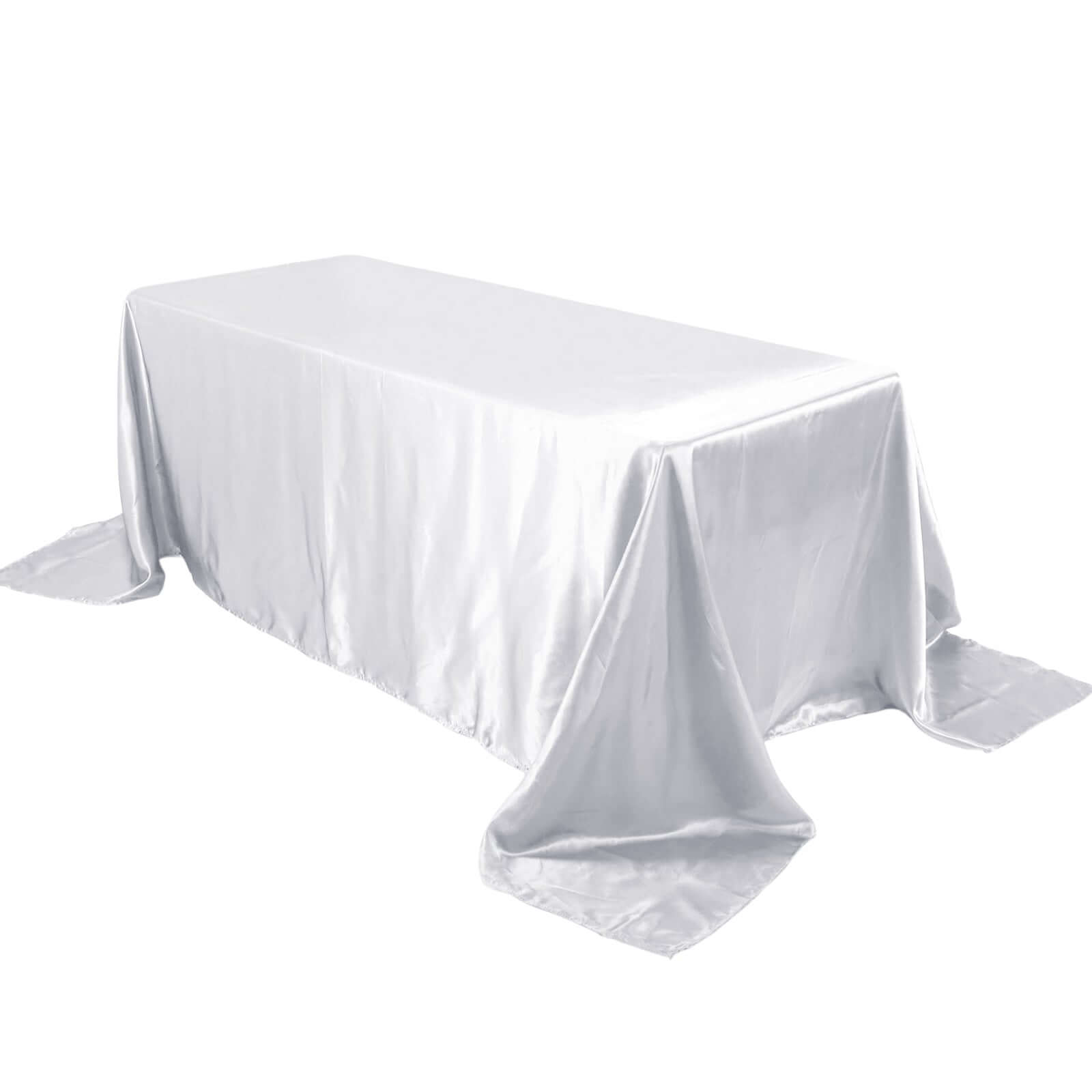 90x132 White Satin Seamless Tablecloth