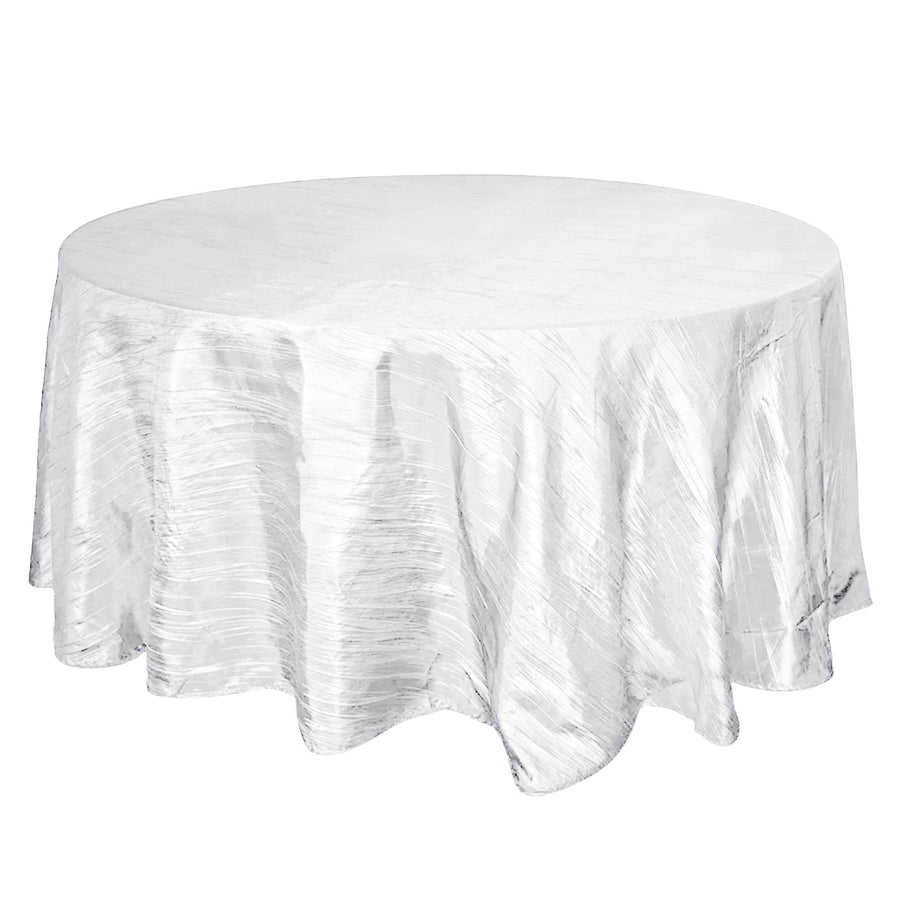 120inch White Accordion Crinkle Taffeta Round Tablecloth