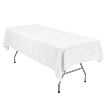 54"x96" White Seamless Polyester Linen Rectangle Tablecloth