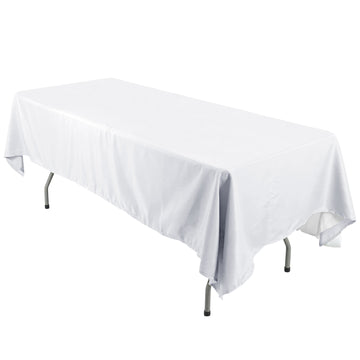 60"x126" White Seamless Polyester Rectangular Tablecloth