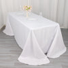 90 inch x 132 inch White Polyester Round Corner Rectangular Tablecloth