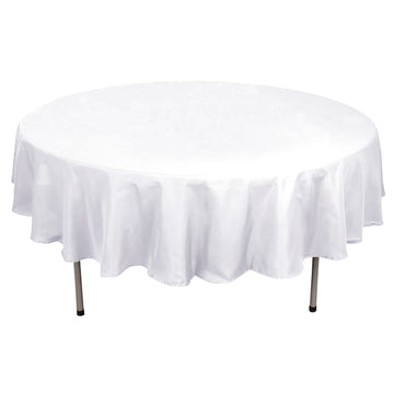 90" White Seamless Polyester Round Tablecloth