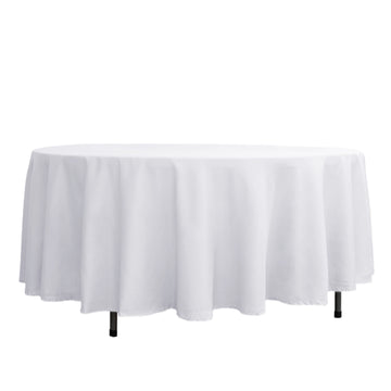 108" White Seamless Polyester Round Tablecloth