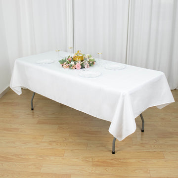 54"x96" White Seamless Premium Polyester Rectangle Tablecloth - 220GSM