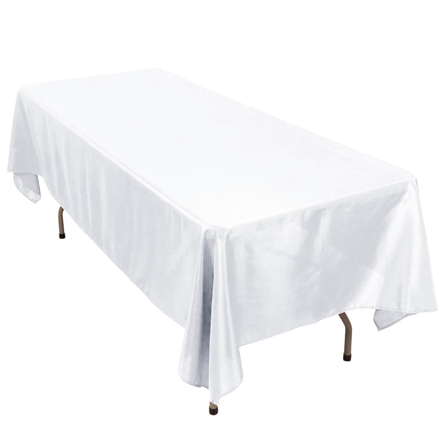 60x102inch White 200 GSM Seamless Premium Polyester Rectangular Tablecloth