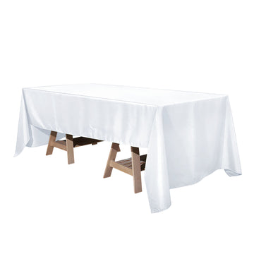 60"x126" White Seamless Premium Polyester Rectangular Tablecloth - 220GSM