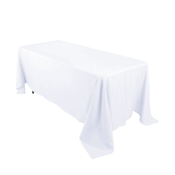 72"x120" White Seamless Premium Polyester Rectangular Tablecloth - 220GSM