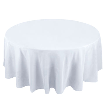 108" White Seamless Premium Polyester Round Tablecloth - 220GSM