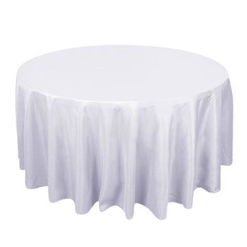 120" White Seamless Premium Polyester Round Tablecloth - 220GSM for 5 Foot Table With Floor-Length Drop