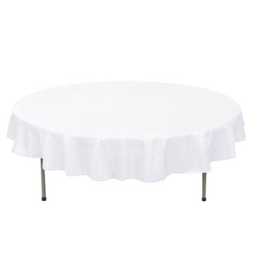 70" White Seamless Premium Polyester Round Tablecloth - 220GSM