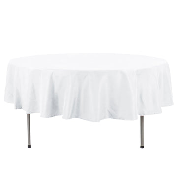 90" White Seamless Premium Polyester Round Tablecloth - 220GSM