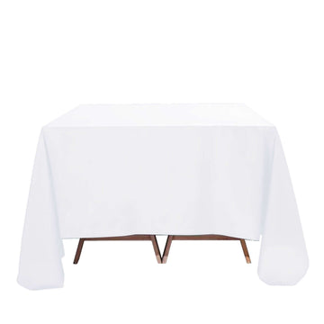 Premium Polyester Square Tablecloth 90"x90" White 220GSM Wrinkle-Resistant Table Cover for Stylish Gatherings