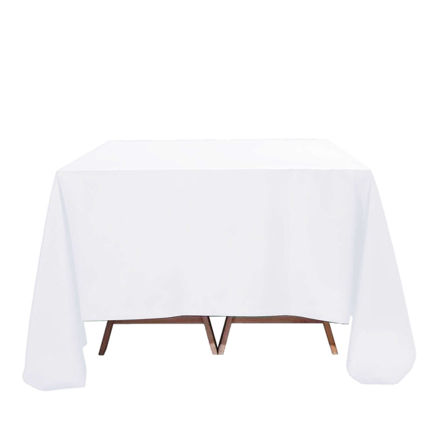 90inch White 200 GSM Seamless Premium Polyester Square Tablecloth