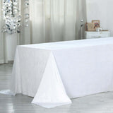 90inch x 156inch White Seamless Premium Velvet Rectangle Tablecloth, Reusable Linen