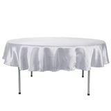 90 inch White Satin Round Tablecloth