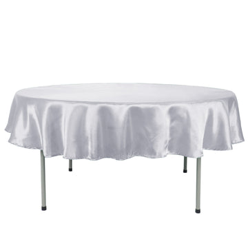 90" White Seamless Satin Round Tablecloth