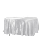 108" White Satin Round Tablecloth