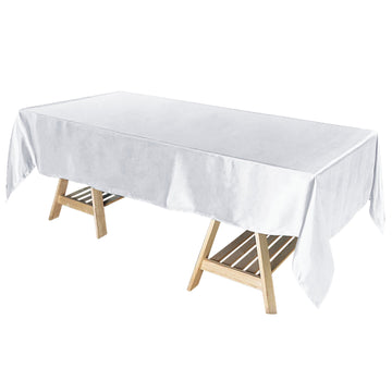 60"x102" White Seamless Smooth Satin Rectangular Tablecloth