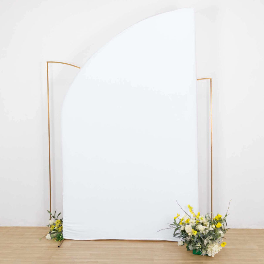 8ft White Spandex Fitted Wedding Arch Cover For Half Moon Top Chiara Backdrop Stand