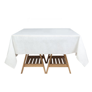 5 Pack White Square Plastic Table Covers in Lace Design, 65"x65" PVC Waterproof Disposable Tablecloths