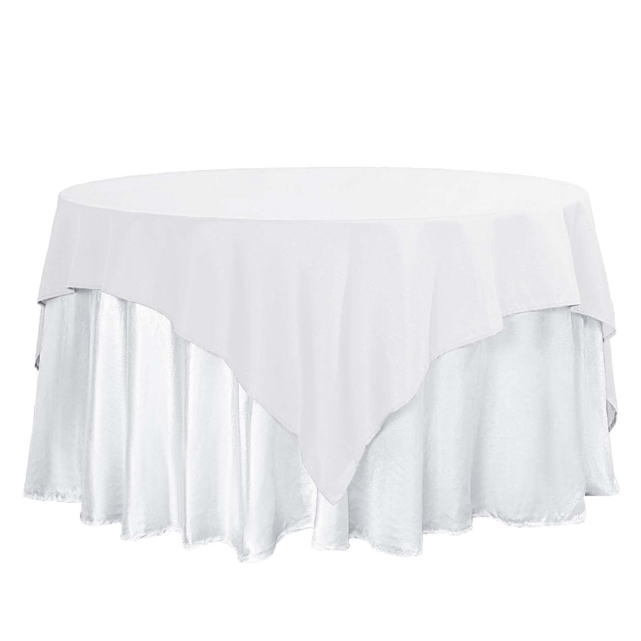 70inch White Square Polyester Table Overlay 