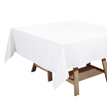 70"x70" White Square Seamless Polyester Tablecloth