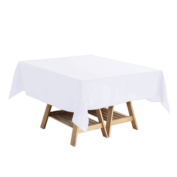 White Polyester Square Tablecloth, 54"x54" Table Overlay