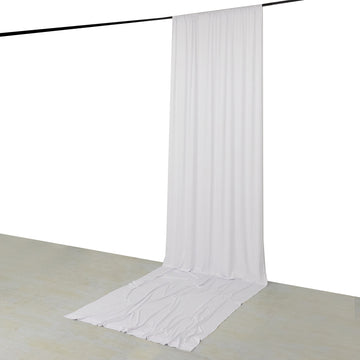 White 4-Way Stretch Spandex Event Curtain Drapes, Wrinkle Resistant Backdrop Event Panel with Rod Pockets - 5ftx16ft